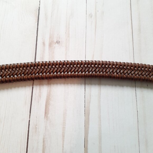 LRL Braided Leather Stretch Belt with Gold Toggle Closure/Buckle Brown Size M - Picture 13 of 15